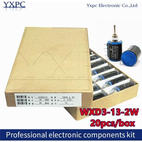 20pcs WXD3-13-2W 100 220 470 1K 2K2 3K3 4K7 10K 22K 33K 47K Ohm 100R 220R 470R 2.2K 3.3K 4.7K WXD3-13 2W Wirewound Potentiometer