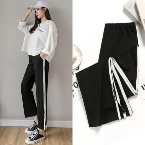 513# Maternity Pants Spring Autumn Adjustable Wide Leg Fashion High quality Elastic Waist Belly Support Pants Maternity Trousers