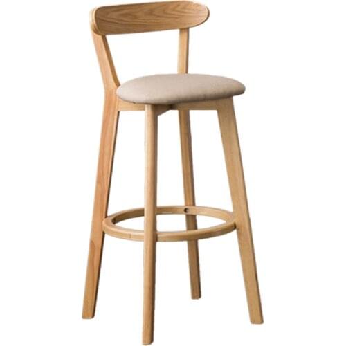 Solid Wood Bar Chair Back Simple North European Home Milk Tea Shop Coffee Shop Retro Bar Chair Front Desk Stool