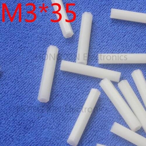 M3*35 35mm white nylon Hex Female-Female Standoff Spacer Threaded Hexagonal Spacer Standoff Spacer brand plastic screw 1pcs