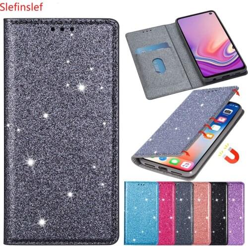 Glitter Leather Case for Samsung A20 A20E A50 A70 A6 A7 A8 J4 J6 2018 Magnetic Flip Case For S11 S10 S9 S8 S7 TPU Wallet cover