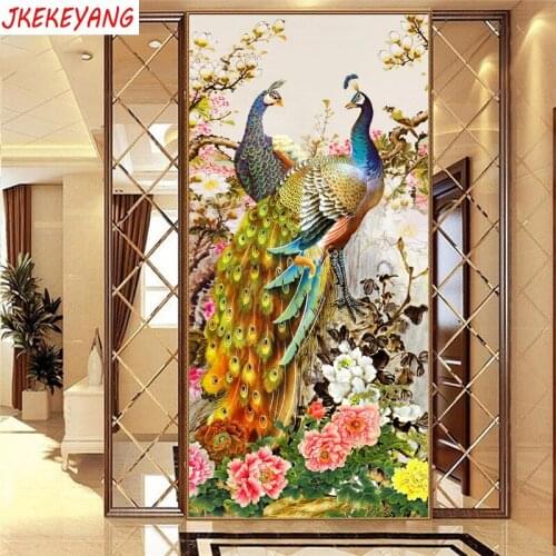 Large 5D DIY square/round Diamond painting Peacock and peony Cross Stitch Diamond Embroidery Pattern Rhinestone J1493