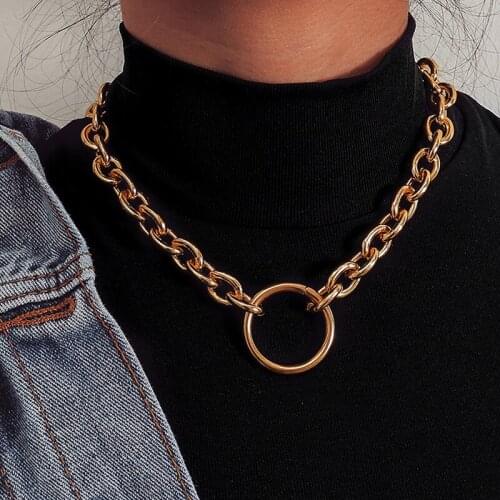 Gothic chain Choker Necklace Circle rock Statement Necklace for Women goth Jewelry Vintage collier femme fashion jewelry 2019
