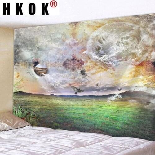 HKOK Planet Tapestry Wall Rugs Wall Hanging Covering Fabric Mural Background Cloth Towel Beach Fabric Blanket Living Home Decor