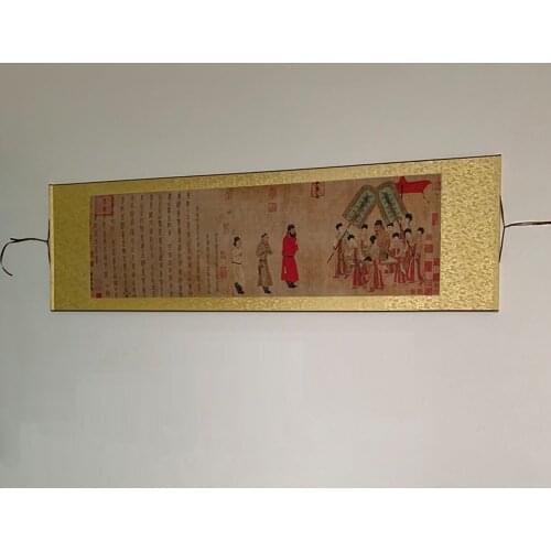 Chinese Calligraphy Long Bu Lian Tu 47x156cm Copy Of Famous Painting Panoramic Painting Scroll Decoration