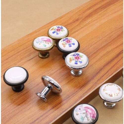 Beautiful flower Ceramic Kitchen Cabinet Knobs Cupboard Pulls Closet door Dresser Drawer Knobs Handles