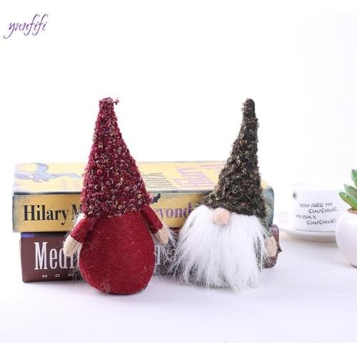 Red Green Forest Man Doll Decoration Innovative White Beard Christmas Figurine Decoration Display Window Decoration home decor
