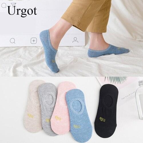 Urgot 5 Pairs Summer Women Boat Socks Invisible Low Cut Non-slip Silicone Socks Summer Girls Female Ladies Sock Meias Calcetines