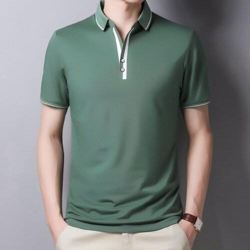 Summer New Mens Polo Shirt Fashion Solid Color Short Sleeve Classic Lapel Business Casual Slim Fit Coat Male Brand Clothing