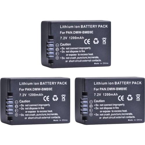 3pc 1200mAH DMW-BMB9 DMW-BMB9E DMW BMB9 Li-ion Battery for Panasonic Lumix DMC FZ40K FZ45K FZ47K FZ48K FZ60 FZ70 FZ100 FZ150