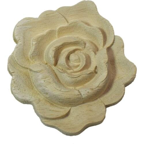 Solid Wood Furniture Decorative Accessories New Flower Carved Door Vintage Home Decor Figurines Miniatures Ornaments