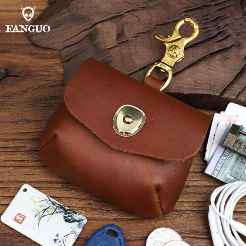 Mini Small Mens Hasp Coin Pocket Genuine Leather Portable Card Holder Change Purse Key Storage Bag For Men Clutch Wallet