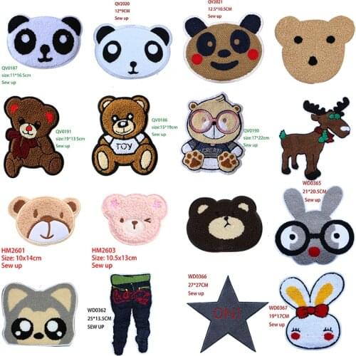 Fashion Bear Panda Rabbit Star Icon Embroidery Applique Patches For Kawaii clothes DIY Iron on Badges on the Backpack