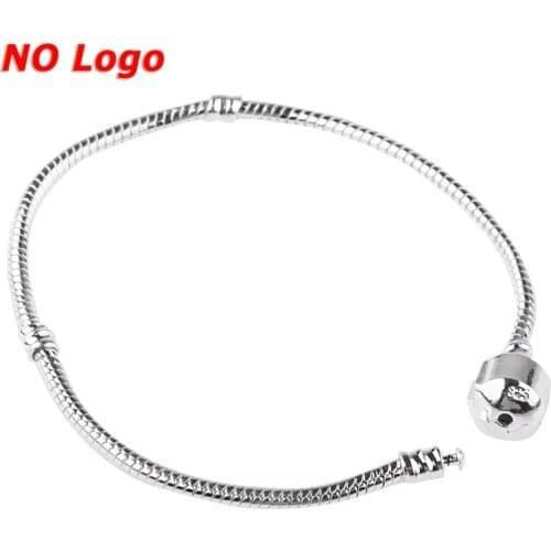 Fashion European Silver Plated Bracelet & Bangle Snake Chain Barrel Clasp fit for Women Colorful DIY Bead Charms Jewelry Gifts