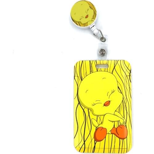Cartoon Duck Yellow Fashion Women Card Holder Lanyard Colorful Retractable Badge Reel Nurse Doctor Student Badge Holder