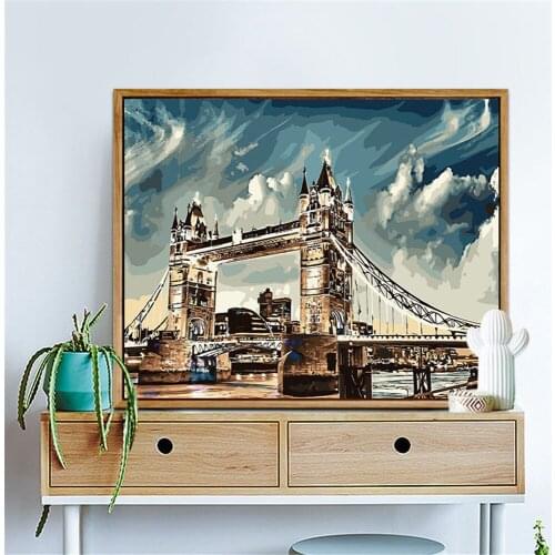 Twin Tower Bridge Paintings By Numbers DIY Pictures Oil Coloring By Numbers Set Drawing By Numbers Canvas Decor New Arrivals