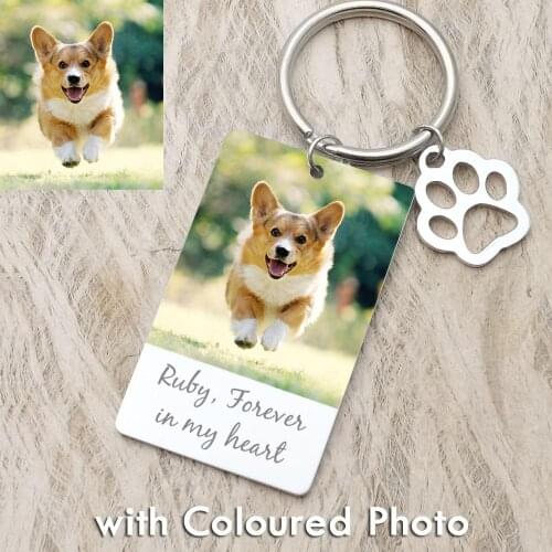 Personalized Dog Tag Photo Keychain,Custom Dog Photo Key Chain,Engraved Picture Keychain For Dog Lover,Keepsake Jewelry