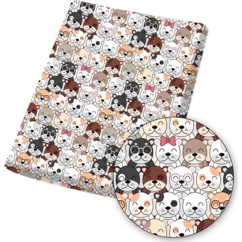 Polyester Cotton Fabric Cartoon Cute Dogs Printed Soft Cloth Sheets For DIY Mask/Dress/Bag Materials Home Textile 45*145cm 1pc