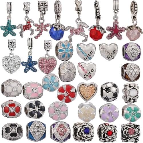 Silver-plated Accessories Horse And Starfish Beaded Pendants Suitable For Making Branded Ladies Bracelets Children’s Gifts C4-2