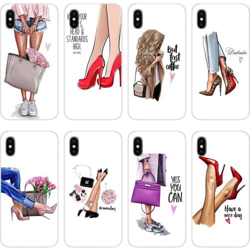 For Samsung A71 A70 A60 A51 A50 A41 A40 A31 A30 A20E A21S A12 A10 M30 TPU Transparent Shell Cases Fashion High heels Girl Flower