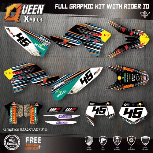 QUEEN X MOTOR Custom Team Graphics Decals Stickers Kit For KTM 2007-2010 SX SXF , 2008-2011 EXC XC-W EXC-F 015