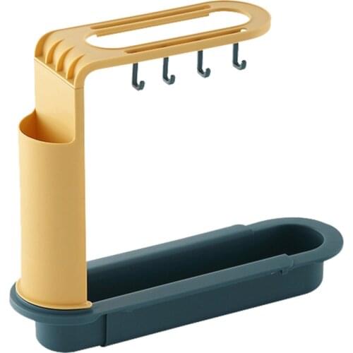 Adjustable Telescopic Sink Sponge Soap Hanging Holder Kitchen Durable Non-slipping PP Household Drain Storage Basket