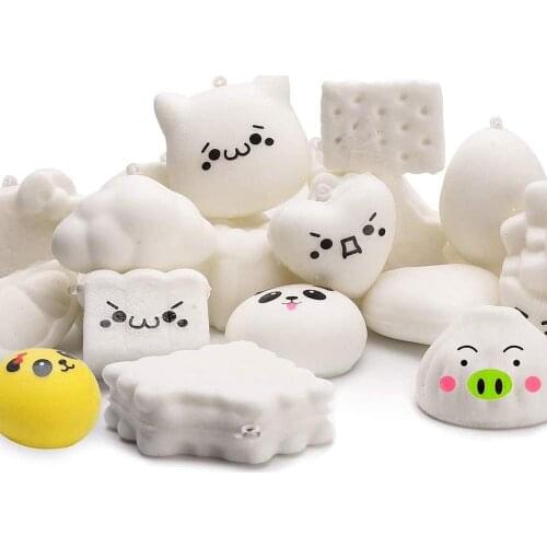 Random 10Pcs DIY Mini Squeeze Toys Soft Food Squishies Bread Toys Keychains With Colorful For Cream Scented Kawaii Simulation