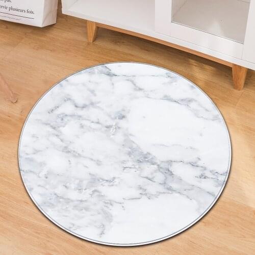 Modern Marble Printed Round Carpet Living Room Anti-slip Bedroom Office Door Computer Mat Polyester Family Carpet