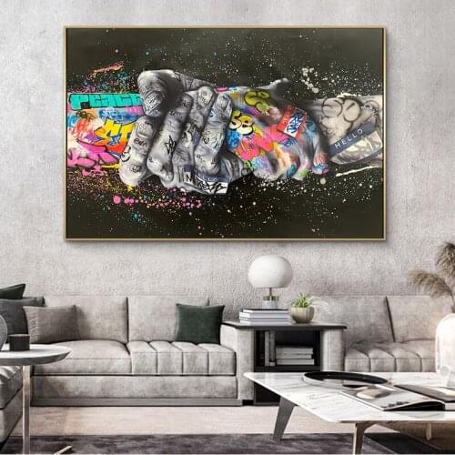Street Graffiti Art Canvas Painting Hands Hold Tight Art Wall Posters and Prints Inspiration Artwork Picture Living Room Decor