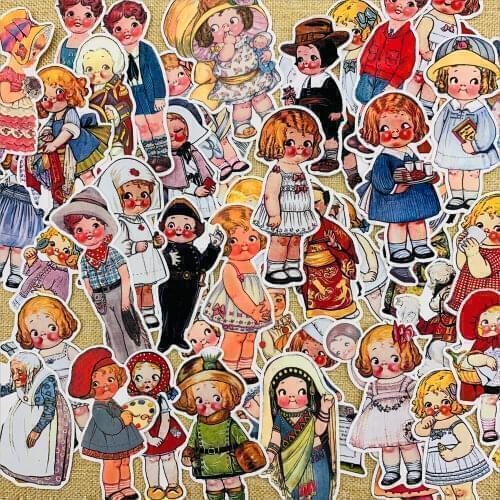 Vintage Cute Tomato Soup Girls Doll Stickers Travel Bullet Journal Stickers Scrapbooking Craft Diary Album Decorative