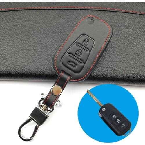 For LiFan X60 3 buttons high quality top layer leather remote control key cover case protection bag folding Auto Accessories