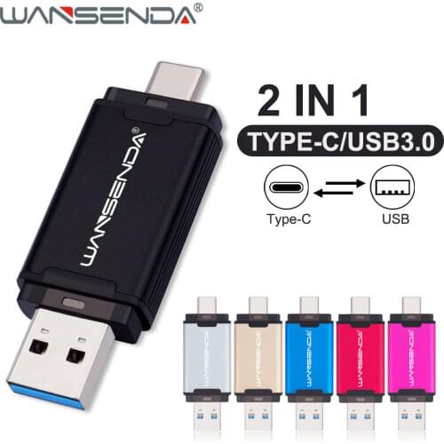 Hot WANSENDA USB Flash Drive TYPE-C & USB 3.0 Pen Drive 512GB 256GB 128GB 64GB 32GB High Speed Pendrive USB Memory Stick