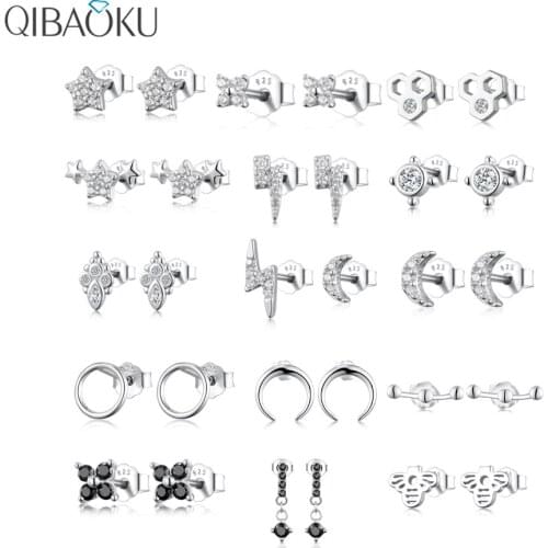 Shining Star Shaped Stud Earrings 925 Sterling Silver Earrings for Women Fashion Wedding Party Fine Jewelry Mini Earrings Studs