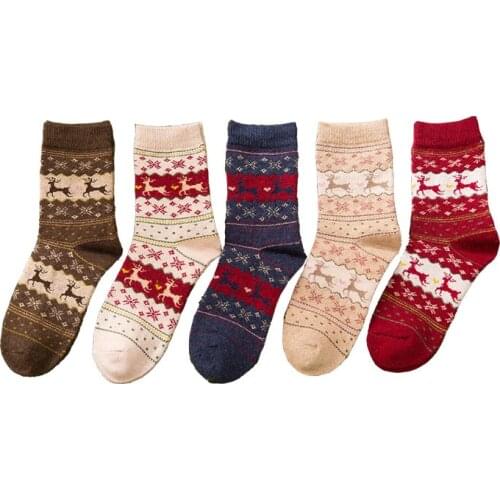 1Pair Christmas Snowflake Deer Warm Women Socks Striped 3D Socks Autumn Winter Style Christmas Winter Socks for Woman Happy Sock