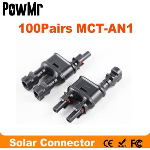100 Pairs Solar PV Connector Solar Energy Adapter Solar Panel T/ Y Branch Cable Splitter Coupler Combiner MFF FMM