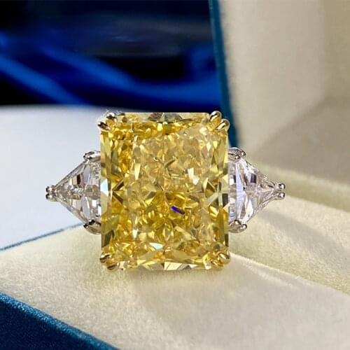 100% 925 Sterling Silver 13x16MM Created Moissanite Citrine Gemstone Wedding Engagement Ring Fine Jewelry Drop Shipping