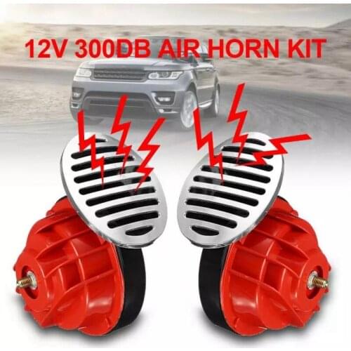 2Pcs 12V 300DB Car Air Horn Snail Horn Motorcycle Alarm Loud Boat