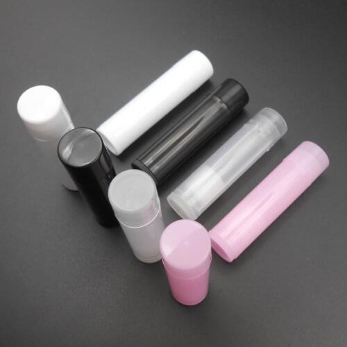 200PCS 4.2g 5ML Empty Lipstick Tube Wax Pipe Translucent Black White Pink PP Container Height 6.4CM Diameter 1.6CM *FD452-455