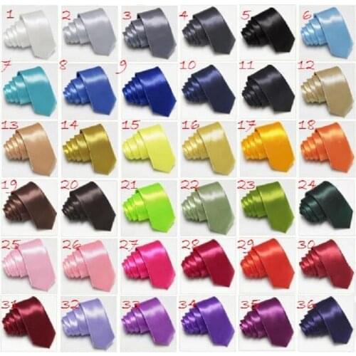 2019 Slim Ties Skinny Tie Mens necktie Solid color Polyester 36colors 5CM WIDTH