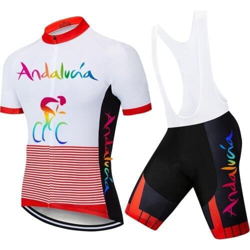 2021 Andalucia Team Cycling Jersey 20D Pad Bike Shorts Set Ropa Ciclismo Mens Summer Quick Dry Bike Jersey Maillots