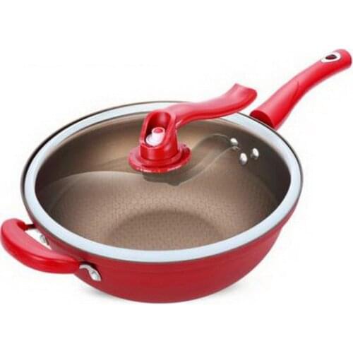 281208/32cm /vacuum fry pot/glass pot cover/Non-stick coating/non-stick pan/Bakelite handle/ High quality stainless steel
