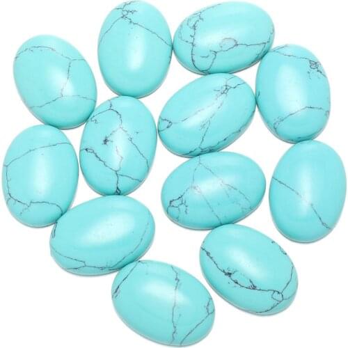 5pcs Natural Stone Beads Egg Shape Turquoises Cabochon Loose Beads No Hole for Jewelry Making DIY Findings Accessories Supplies