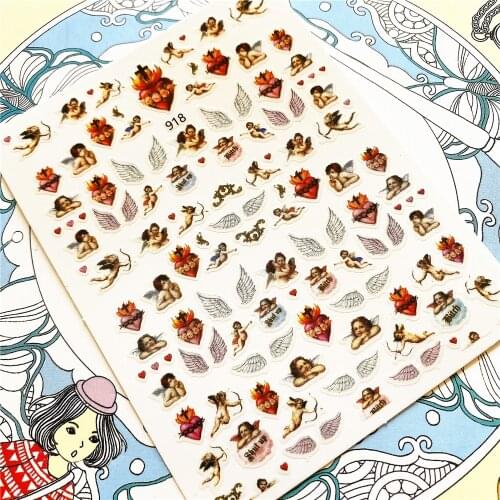913 918 Angel cupid jesus maria 3D Back glue Nail Art Stickers Decals Sliders Nail ornament decoration