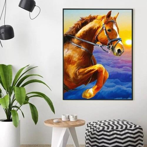 Diamond embroidey sale colorful horse full square round drill mosaic 5d diy diamond painting puzzles kid gift,diamond rhinestone