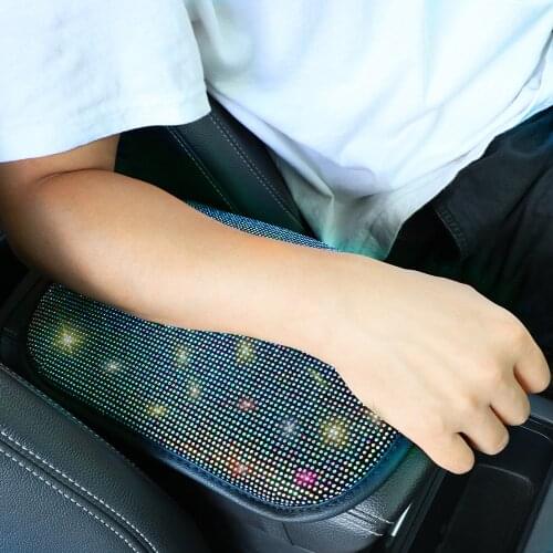 Cars Storage Carpet Protector Car Armrest Mat Vehicle Arm Rest Box Cushion Rhinestone Crystal Auto Armrests Cover Pad