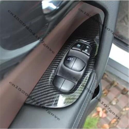 For Nissan X-Trail XTrail T32 Rogue 2014-2021 carbon fiber Window Control Panel Glass Lift Switch Cover Trim Car-Styling