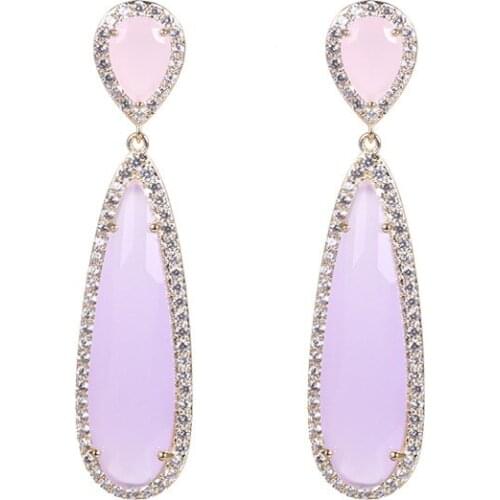 Elegant Water Drop Dangle Earrings for Women Luxury Wedding Jewelry Cubic Zirconia Europe and America Long Temperament Earrings