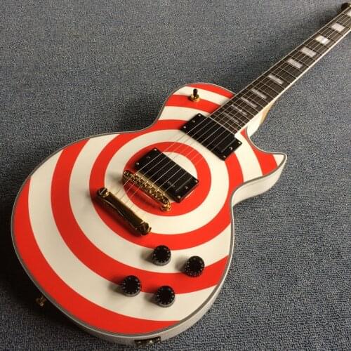 Lassic zebra circle electric guitar, gold quality accessories, feel comfortable, music, free delivery home