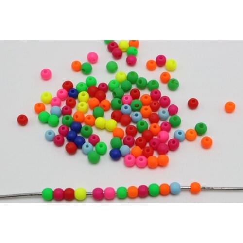 1000 Mixed Frost Neon Color Round Beads 4mm Smooth ball Seed Beads