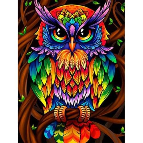KEXINZU 5D DIY Full Square Drill Diamond Painting -Colored owl- 3d Mosaic Diamand Embroidery Wedding Room Decoration K02100